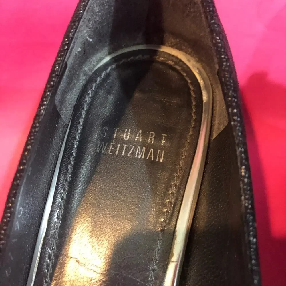 Stuart Weitzman Tofu Peep Toe Wedge Black 8.5 EUC